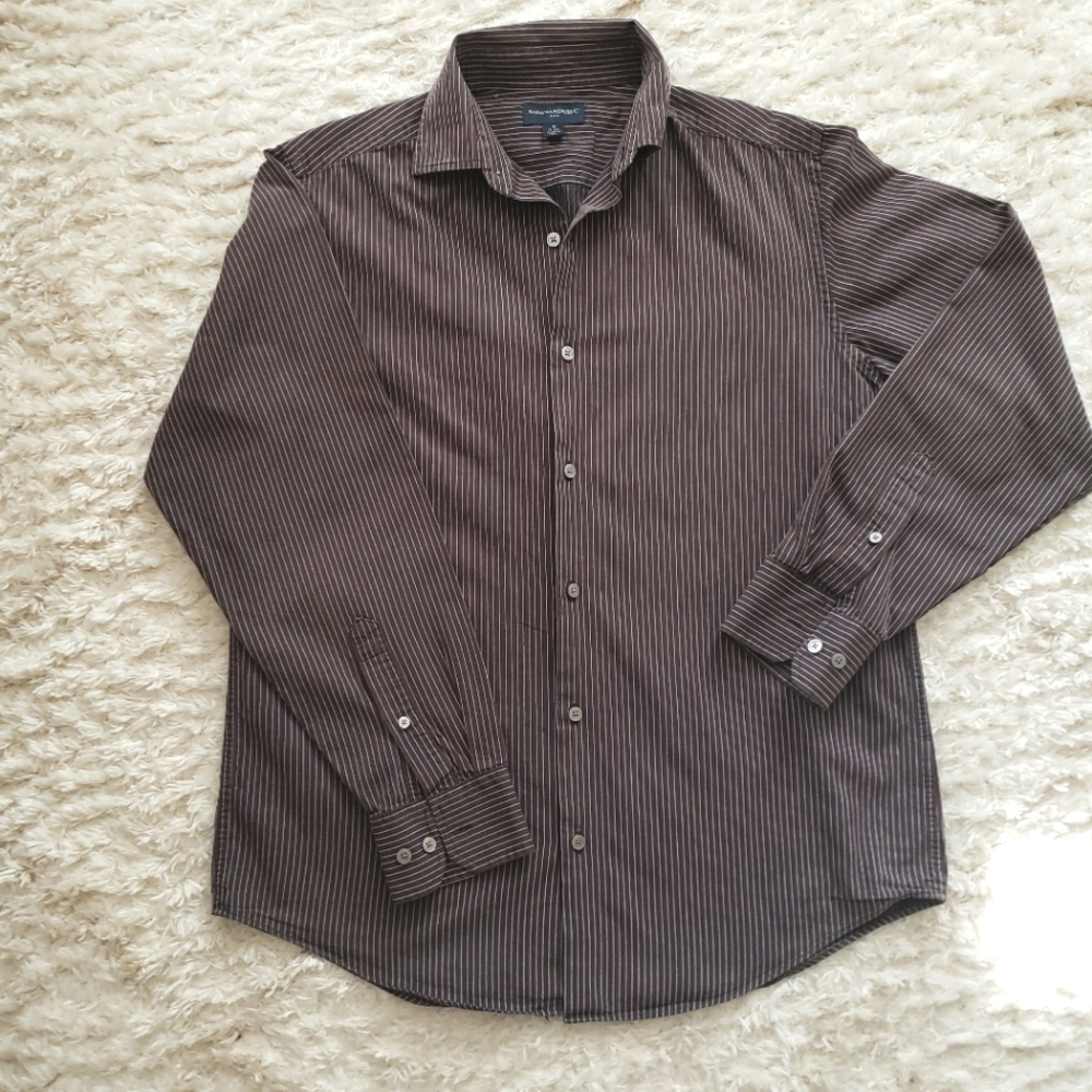 Mens Banana Republic Chocolate Brown Button Down Size Medium